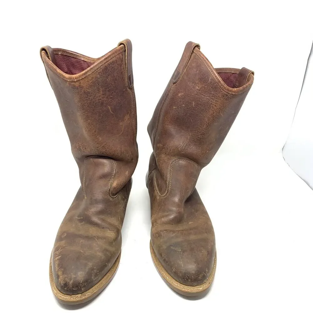 Vintage Matterhorn Brown Size 7.5 EE pull On Boots Vibram Soles Hard-Toe